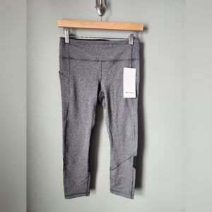Lululemon Pace Rival Crop Leggings Gray Black Mesh Size 6 NWT